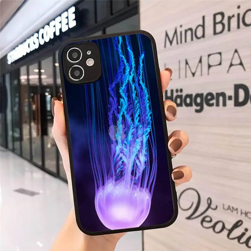 

Transparent colored elegant jellyfish Phone Case Matte Transparent for iPhone 7 8 11 12 s mini pro X XS XR MAX Plus cover funda