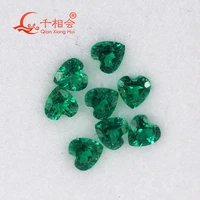 3 10mm green heart shape created hydrothermal muzo emerald including minor cracks and inclusions loose gemstone