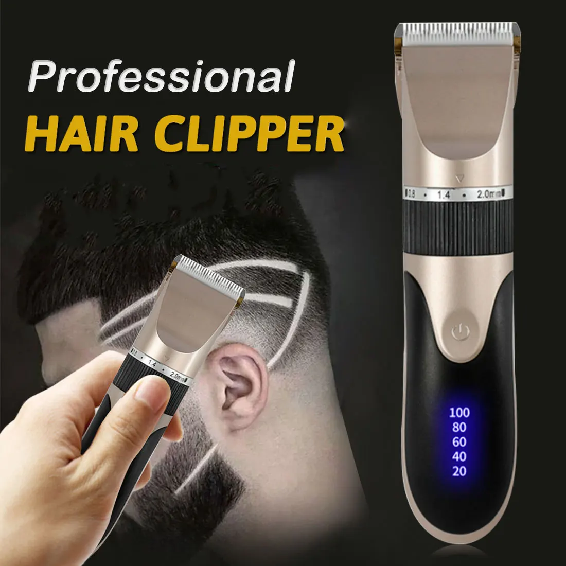 

Hot Professional Hair Trimmer Hair Clipper LCD Rechargeable Cordless Barber Shaver USB Rechargeable Hair Cutting Machine for men
