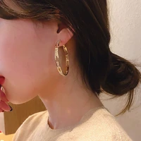 1 pair korean new style zircon big hoops circle earring round piercing cute earrings best jewelry