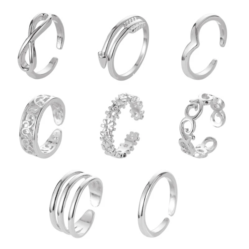 

Summer Beach Vacation Knuckle Toe Ring Set Open Toe Rings for Women Girls Finger Ring Adjustable Jewellery Gifts