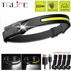 Индукционный налобный фонарь на 2400 мА  ч, портативный светодиодный налобный фсветильник рь с COB матрицей, фонарь с USB-зарядкой, водонепроницаемый налобный фонарь, светильник для кемпинга