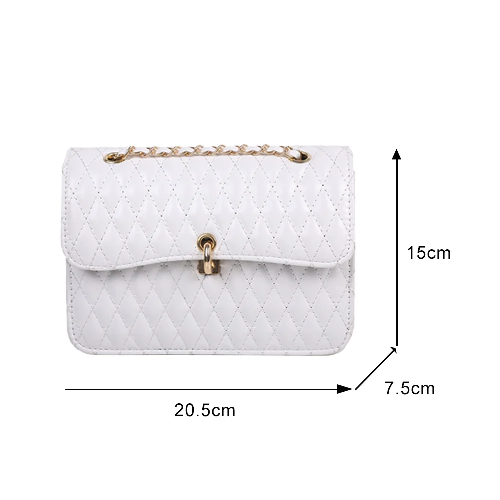 

Casual Retro Mini Shoulder Bag Women Lattice Pattern Pure Color Shoulder Bag Vintage Chain PU Mini Handbags