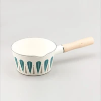 japanese style solid wood single handle enamel milk pot soup pan boiled egg pot instant noodle pot better than stainless steel