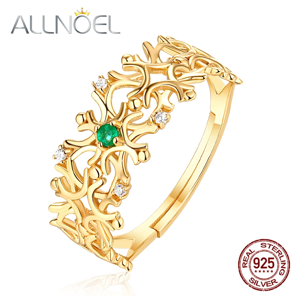 ALLNOEL, настоящее 925 пробы, серебряные кольца для женщин, 1,5 мм, натуральный изумруд, драгоценный камень, кольцо-Снежинка, свадебные украшения для женщин, подарки