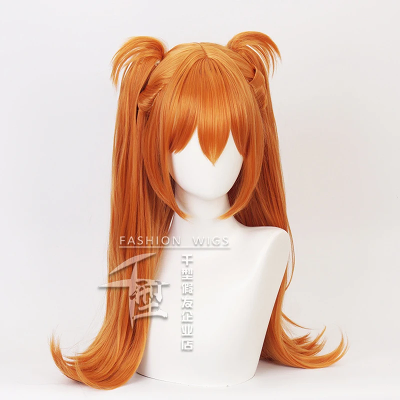 Парик для косплея аниме Asuka Langley Soryu с длинным хвостом термостойкие синтетические