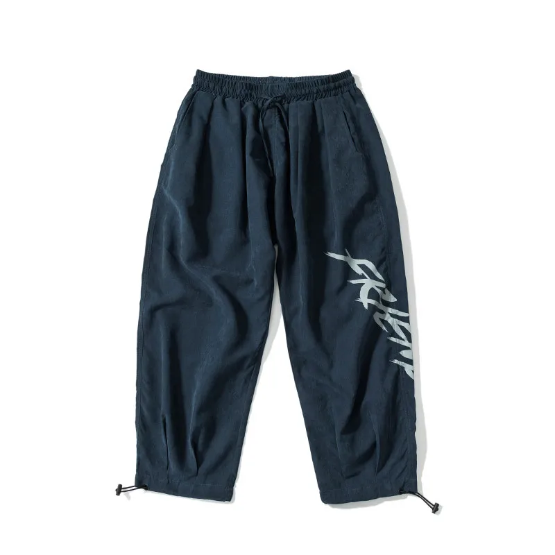 

Korean Style Casual Men Letter Print Pants Harajuku Wide Leg Trousers Loose Sports Slacks Hip Hop Summer Sporty Male Sweatpants