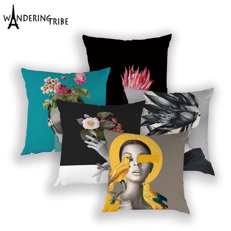 Чехол с изображением цветов персиковой кожи наволочки для дивана спальни
