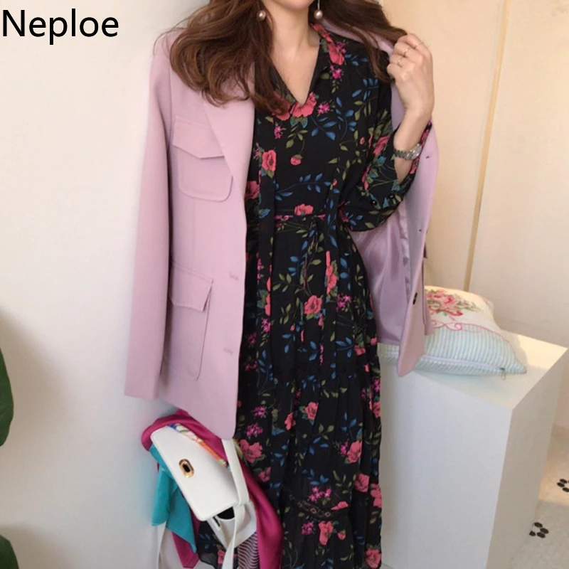 Neploe корейское шикарное ретро элегантное с принтом праздничное платье высокая