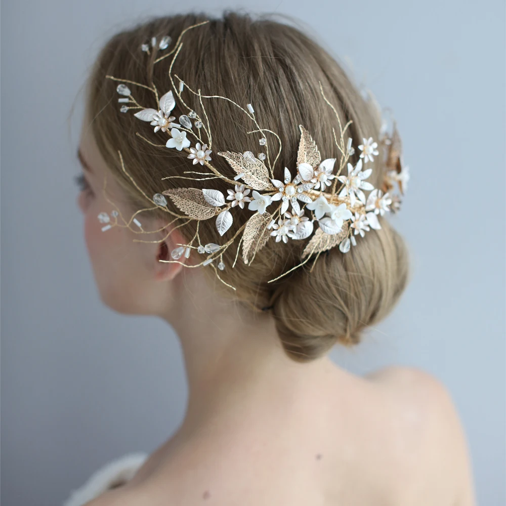 Wedding Hair Clips Headband Bridal Accessories Pearl Floral Tiara Women Headpiece | Украшения и аксессуары