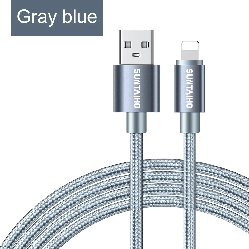 gray Suntaiho 2.4A usb кабель для айфона X зарядный кабель для айфона XR MAX XS 8 7 6 plus 5 s USB кабель для передачи данных телефонный провод для быстрой зарядки - Цвет: gray