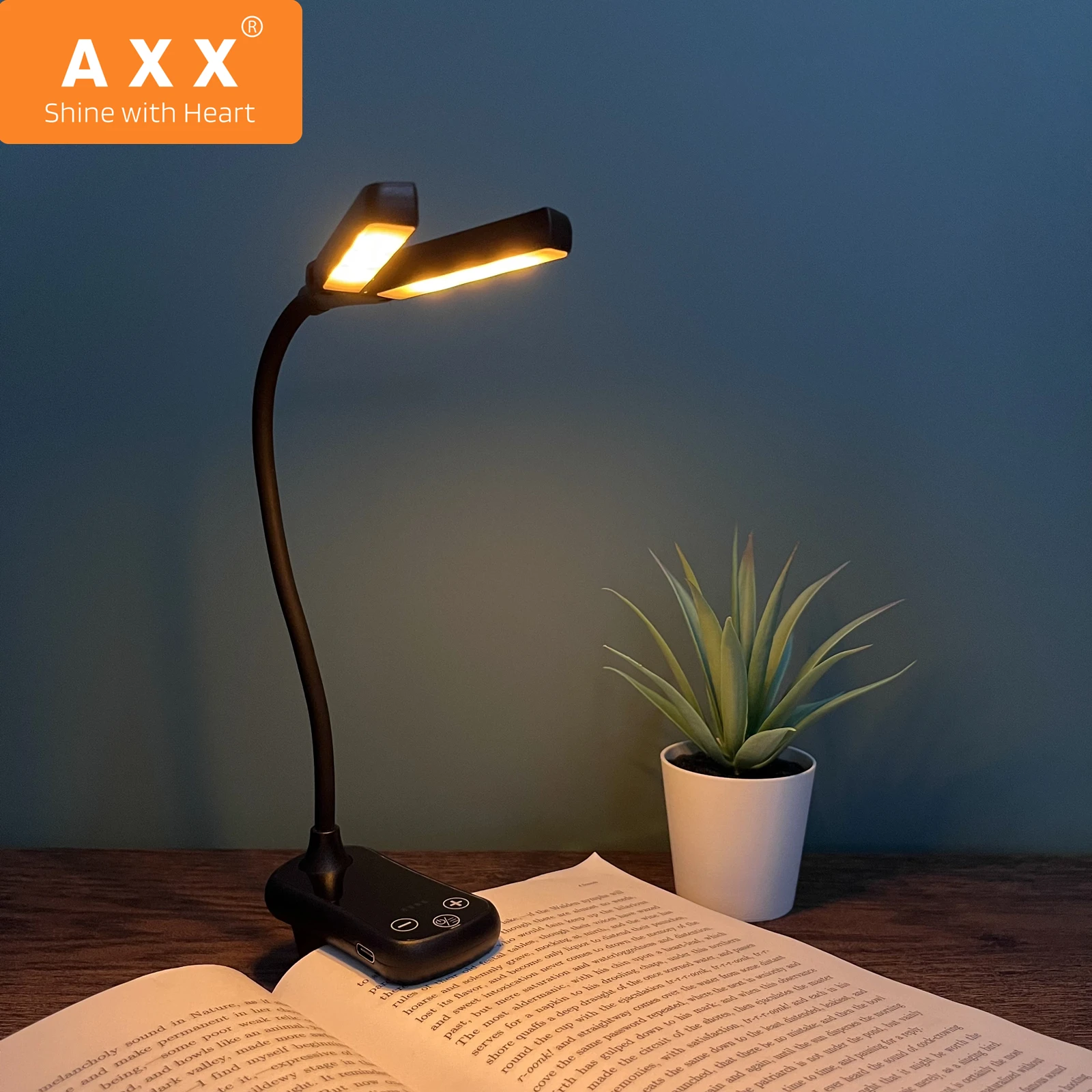 

AXX USB перезаряжаемая портативная лампа для чтения для детей, мини-ночсветильник с зажимом для спальни, гибкая светодиодная кровать, дорожная...