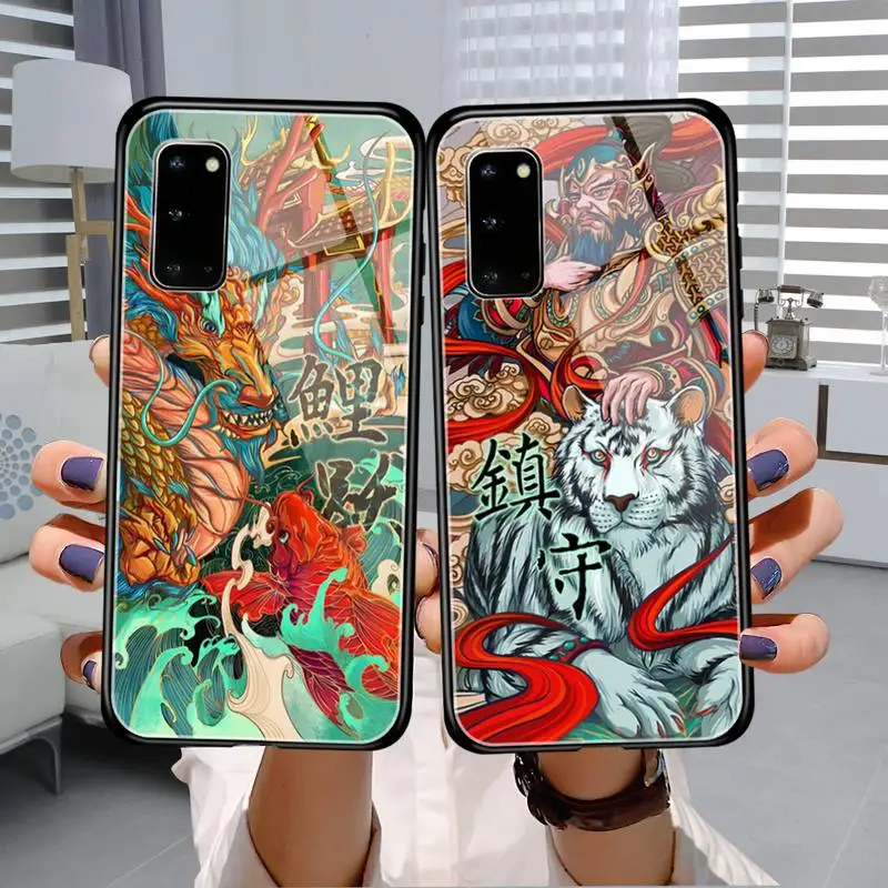 

Chinese zodiac beast dragon tiger Phone Case Glass For Samsung S20 Ultra S6 S7 S8 S9 S10E Plus ultra Note 8 9 10 Plus A7 Covers