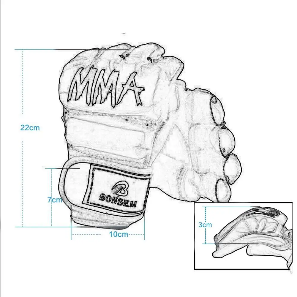 1 пара удобные ММА Боксёрские перчатки из мягкой искусственной кожи Половина Finger