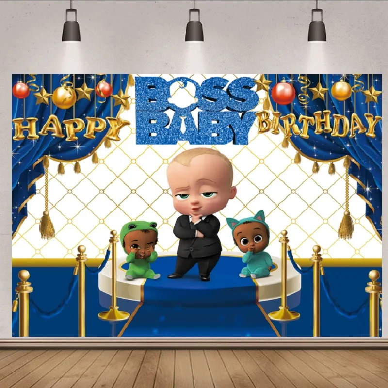 

Blue Theme Baby Shower Boss Photography Background 1st Birthday Party Backdrop for Photo Studio Vinyl Photocall Banner