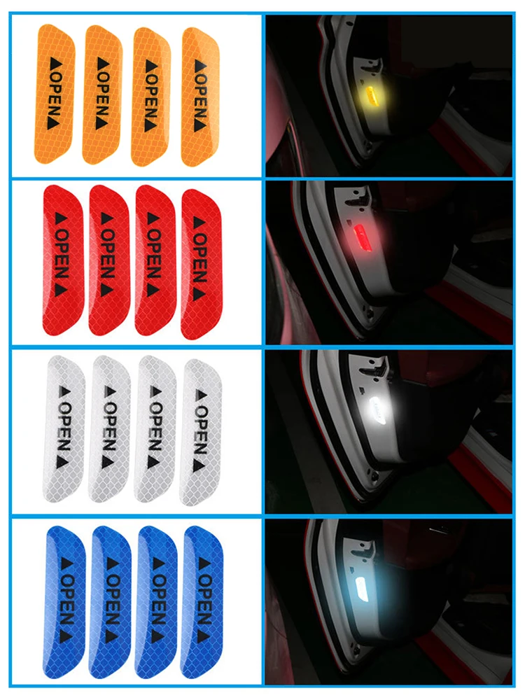 4 шт. Универсальный открыть Авто наклейки светоотражающие предупреждающие