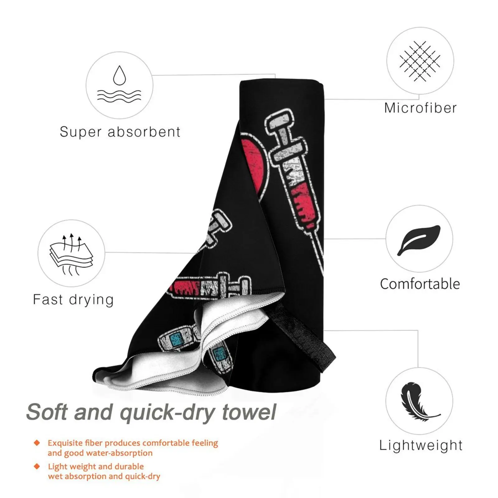 Быстросохнущее полотенце для медсестры любящей медицину спортивный тренажерный