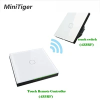 minitiger 433mhz wireless remote wall light touch switch eu standard 123 gang 2 way wireless stick remote touch switch