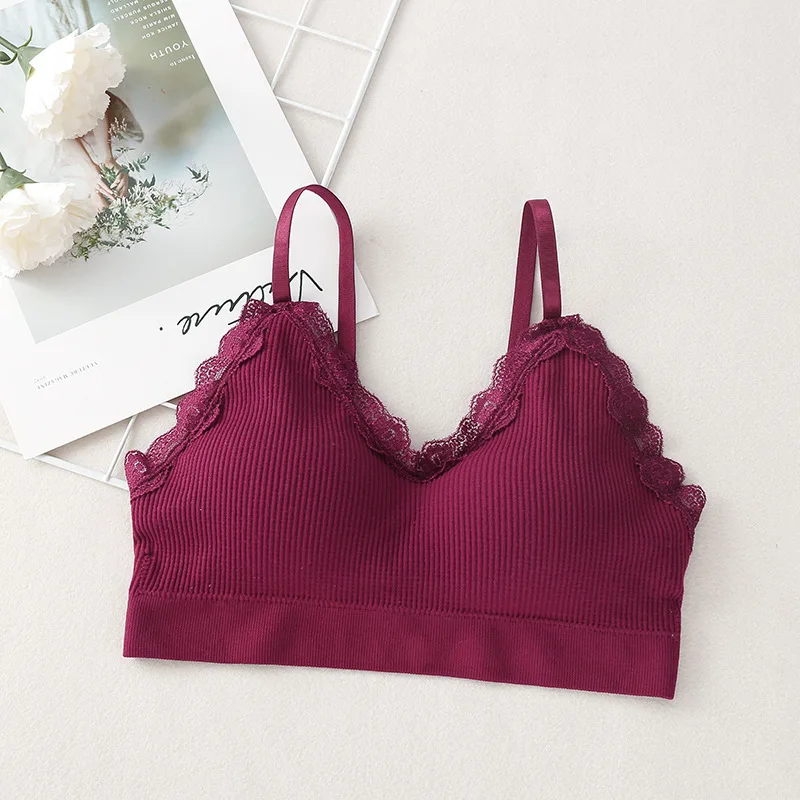 

Seamless Underwear Women's Sexy Sling Lace Back Wrapped Bra Sports Vest Without Steel Ring Bra