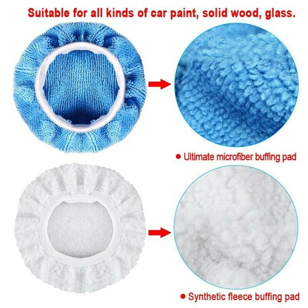 12pcs Universal Microfiber Polishing Pads 4pcs White Synthetic Fleece Waxing Bonnet Cap Elastic Design For 5-6in Car Polisher | Автомобили