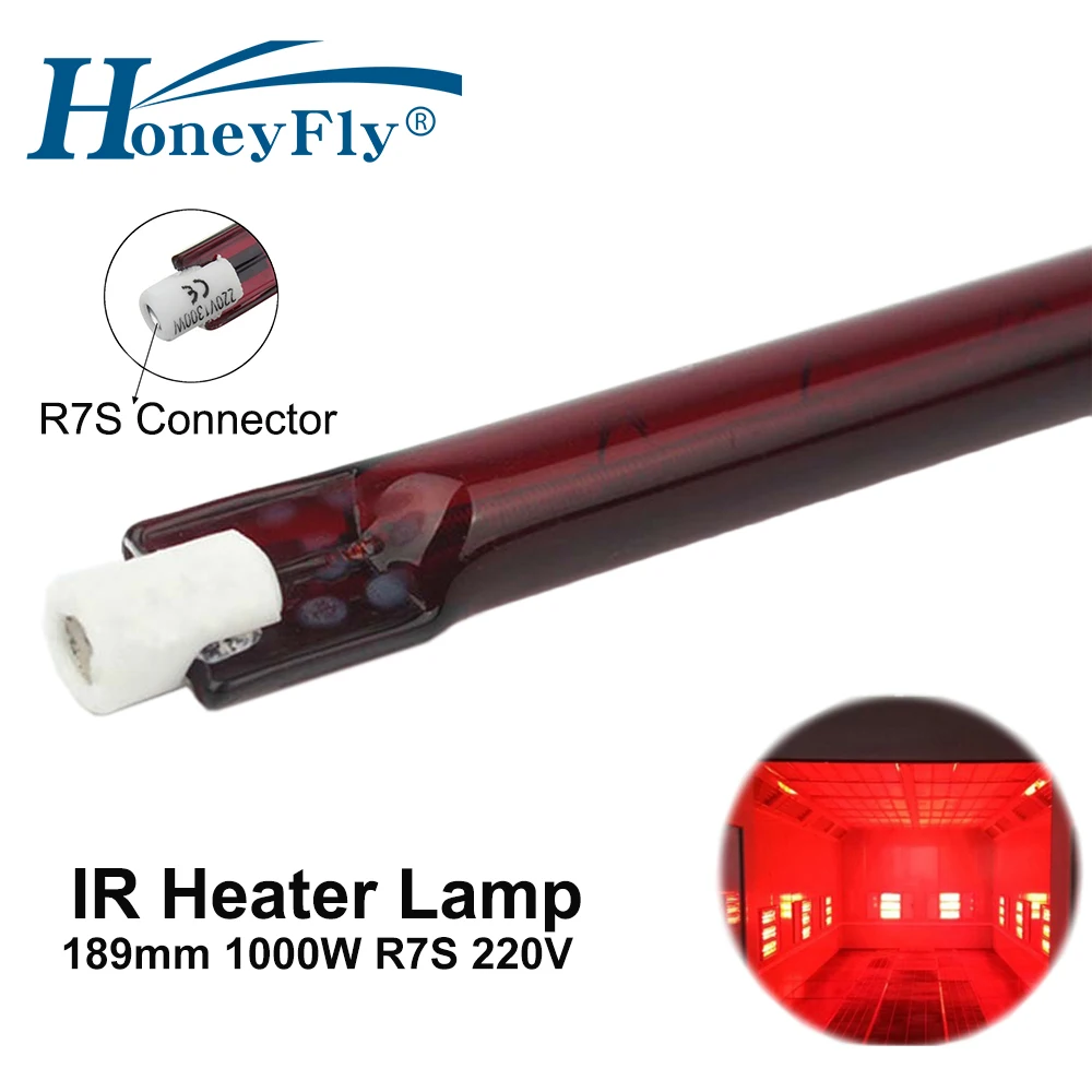 HoneyFly 10pcs J189 220V 1000W Infrared Halogen Lamp 189mm R7S Heater Tube Single Spiral for Heating Drying Quartz Tube Glass