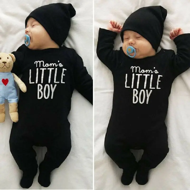 pudcoco 2019 Brand Cute Newborn Baby Little Boys Cotton Romper Outfits Clothes 1 Piece Black Long Sleeve Jumpsuit |