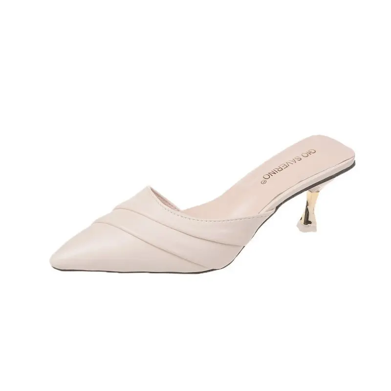 

2021 Summer Shoes Women High Heels Party Shoes Pointed toe Office Lady Heeled Slippers Fashion Brand Thin Heel 6.5cm A3431
