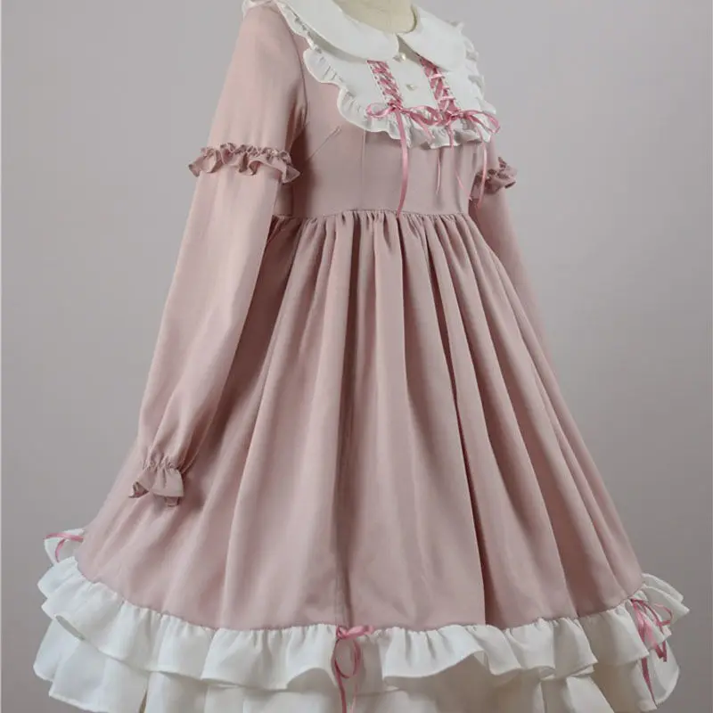 

Sweet lolita dress vintage printing lace angel lace bowknot high waist victorian dress kawaii girl gothic lolita op cos loli