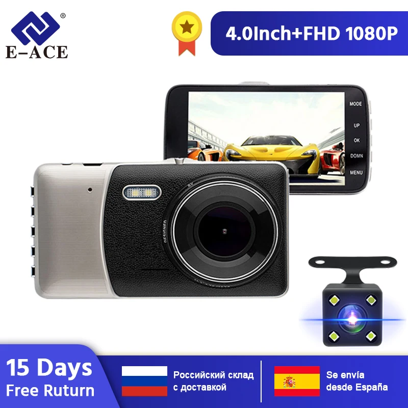 E-ACE B07 FHD 1080P Dashcam 4 0 дюймов ips Автомобильный видеорегистратор двойной объектив