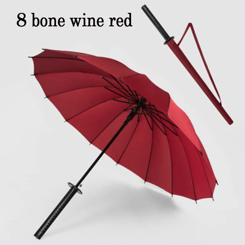 8 Bone wine red Японский самурайский меч длинная ручка зонтик солнцезащитный водонепроницаемый Зонт Полуавтоматический зонт 8-24K Сильный ветрозащитный umbзон - Цвет: 8 Bone wine red