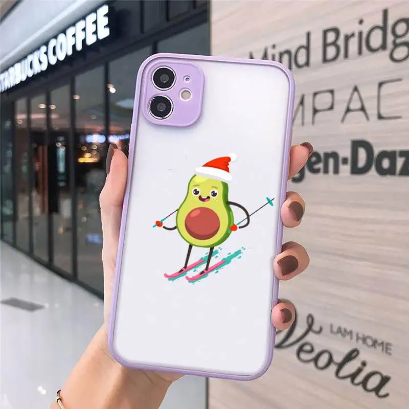 

avocado Phone Case For iPhone 12 11 Mini Pro XR XS Max 7 8 Plus X Matte transparent Purple Back Cover
