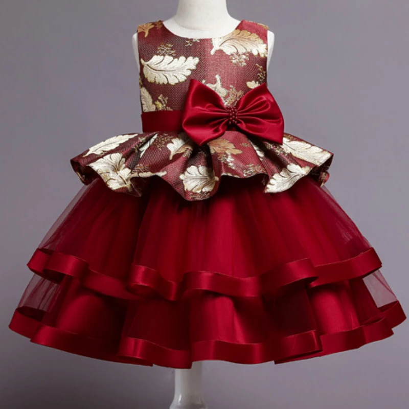 

Flower Christmas Girl Dress Wedding Princess Tutu Party Events Dresses For Teenage Girl Dress Ceremonies Kids Children Clothes