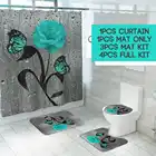 Зеленая бабочка и Роза, ванная комната, водонепроницаемая занавеска для душа, Нескользящие коврики для ванной, покрытие для унитаза, ковры, домашний декор