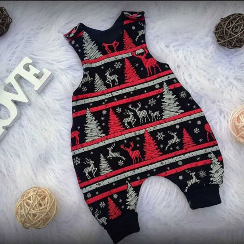 

Рождественская Одежда для новорожденных детей от 0 до 24 месяцев комбинезон с принтом олень Рождественское дерево милые вечерние хлопковые ...