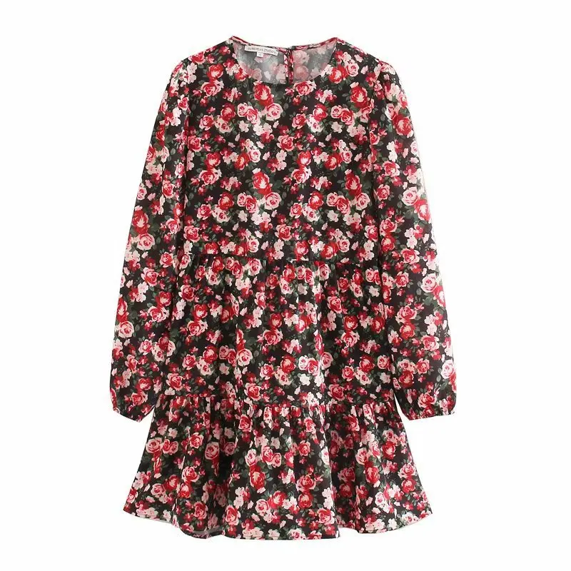 Женское прямое платье с круглым вырезом Элегантное повседневное мини-платье