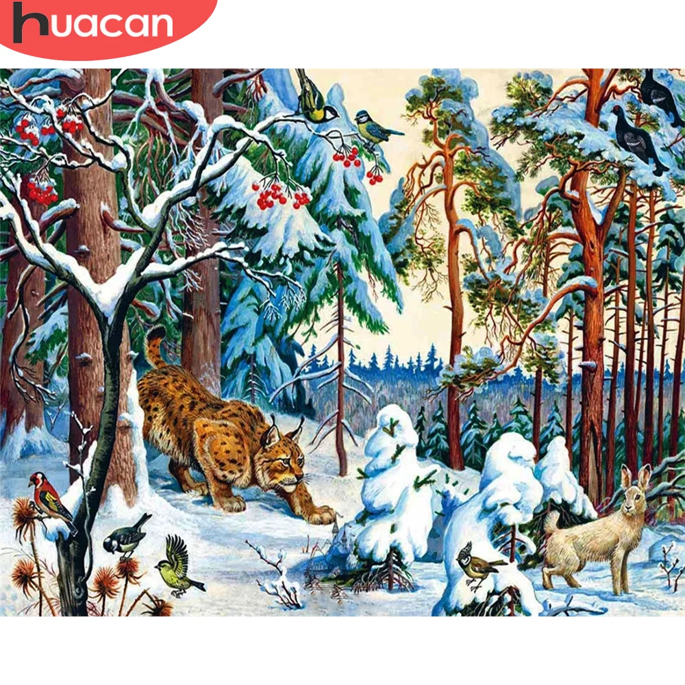 

HUACAN Picture By Numbers Winter Landscape HandPainted Wall Art Unique Gift DIY Painting By Number Snow Children's Room Decor