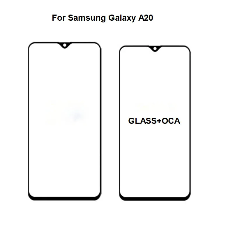 

Внешняя линза 2 в 1 для Samsung Galaxy A20, передняя стеклянная панель, сенсорный экран, ЖК-дисплей с OCA-клеем, фотоэлемент 2019, высокое качество