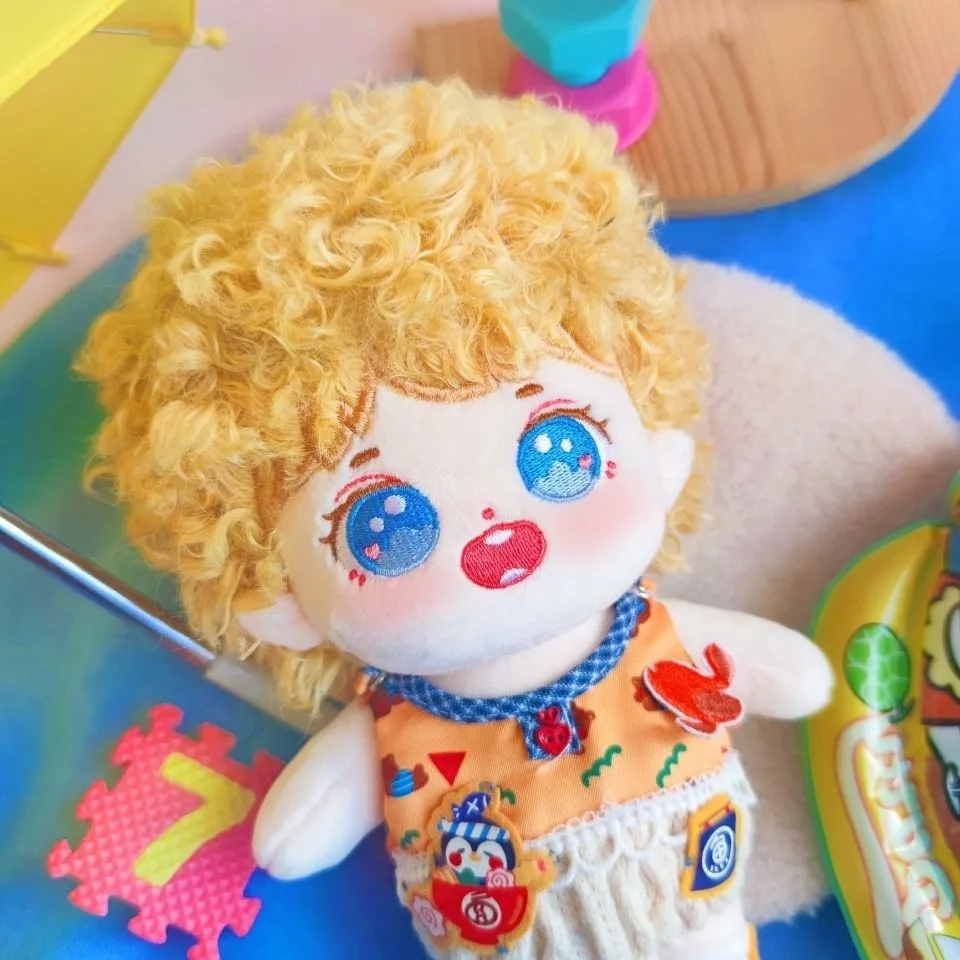 

20cm Star Idol Doll Wang Yibo Doll Golden Curly Cotton Doll Only a Doll Star Dolls with Interchangeable Clothes Doll(No Clothes)