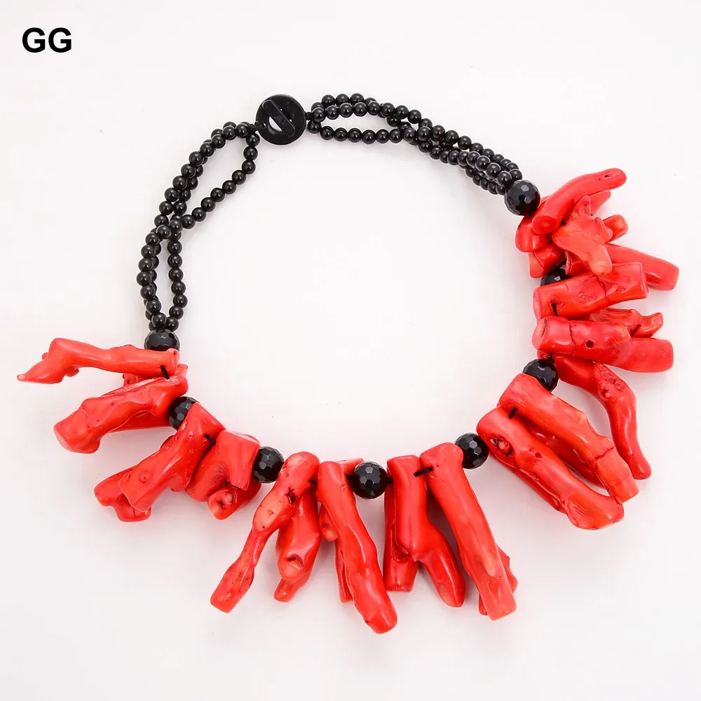 GG ювелирное изделие Массивное колье из оранжевого кораллового оникса 38-45 мм 20