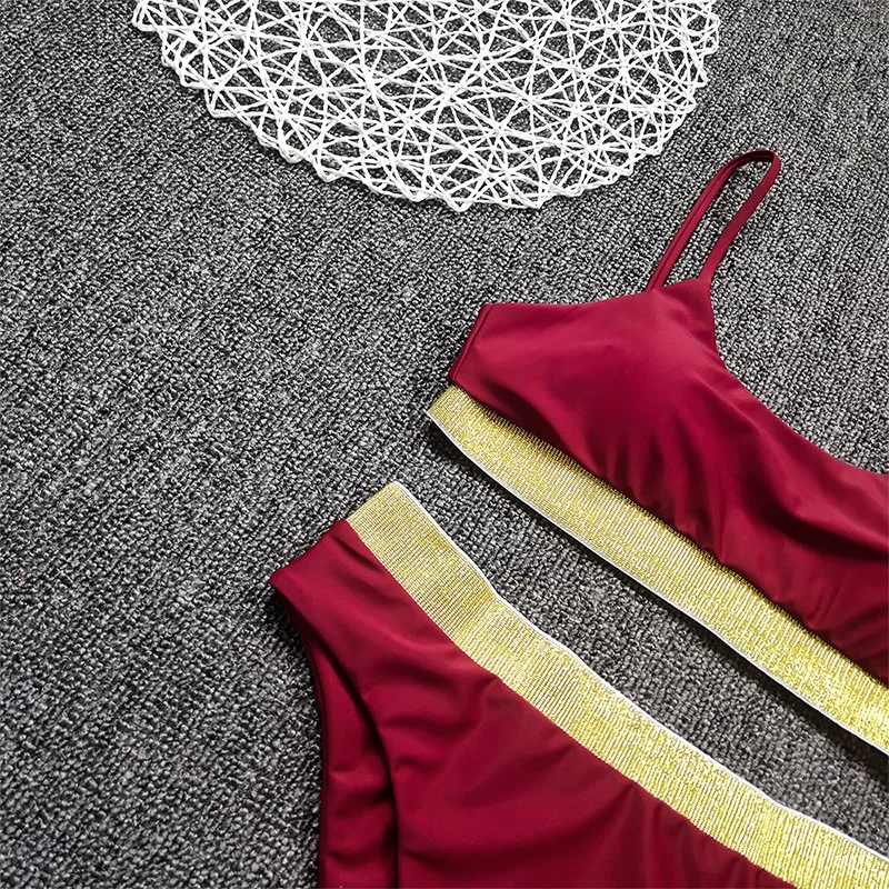 

2021 New High Waist Swimming Suits for Bathing Suit Sexy Sequin Print Bikini Female Swimsuit Women Swimwear Push Up Bikinis Set