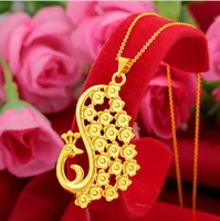 hi classic women wedding 24k gold feng pendant necklace for party jewelry with chain choker birthday gift girl