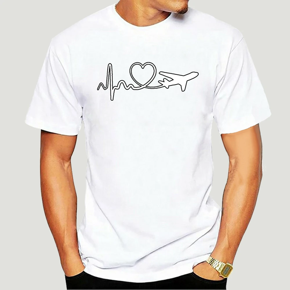 

Funny Print Eat Sleep Travel Airplane Heartbeat Joke T-shirt Sleeve Cotton Streetwear T Shirts Men