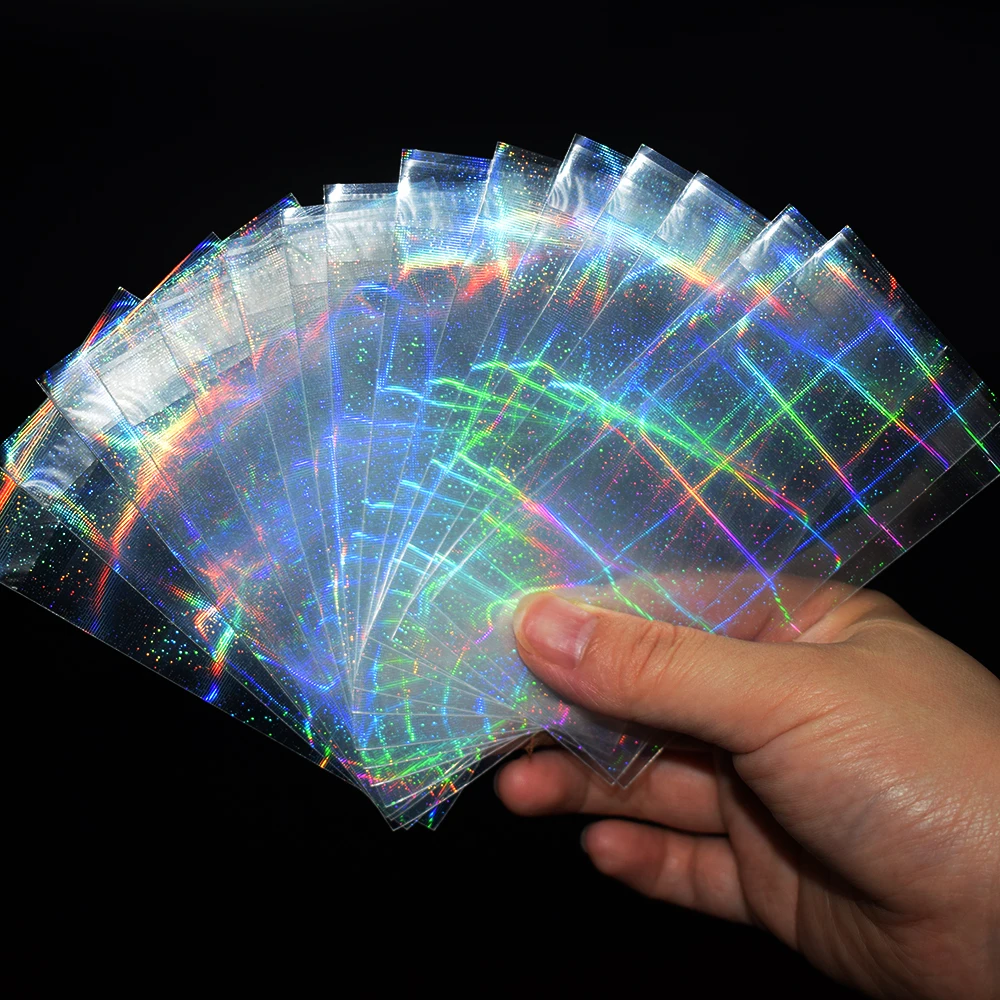 100pcs/lot 57x87mm Plaid Small Cards Transparent Laser Clear Sleeves Korea Idol Photo Protector Trading Shield Cover | Спорт и