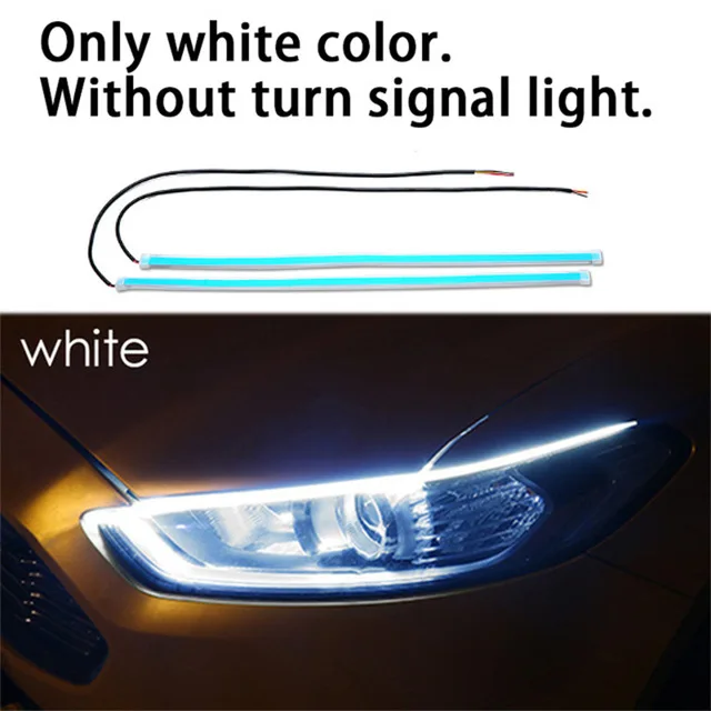 Single White 2X ультратонкая Автомобильная DRL светодиодная лента, дневной ходовой светильник, автомобильная Поворотная сигнальная направляющая лента, головной светильник в сборе, DRL полоса - Цвет: Single White