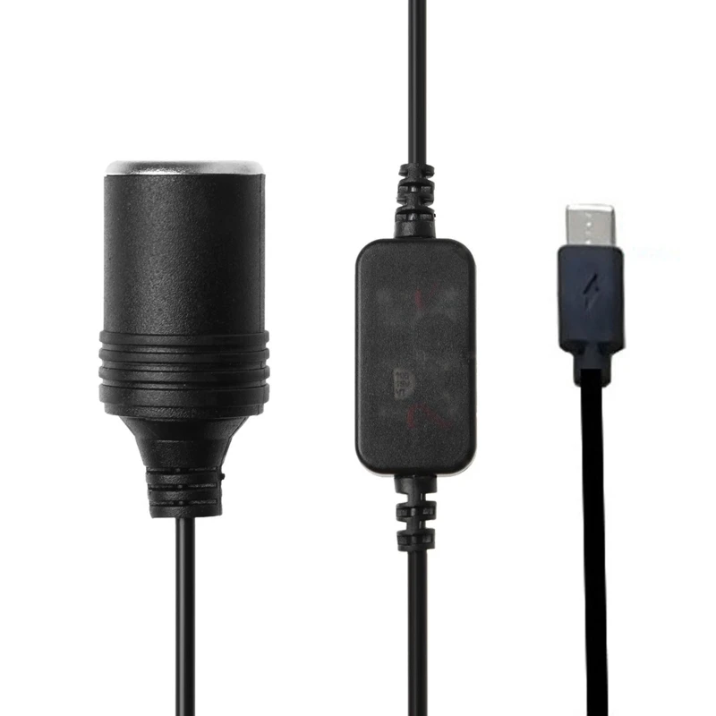 

Переходник USB-C (штекер)/разъем 12 В (гнездо) прикуривателя, для подключения к автомобильному прикуривателю 12 В, для видеорегистратора, для автомобильного вентилятора GPS E-Dog