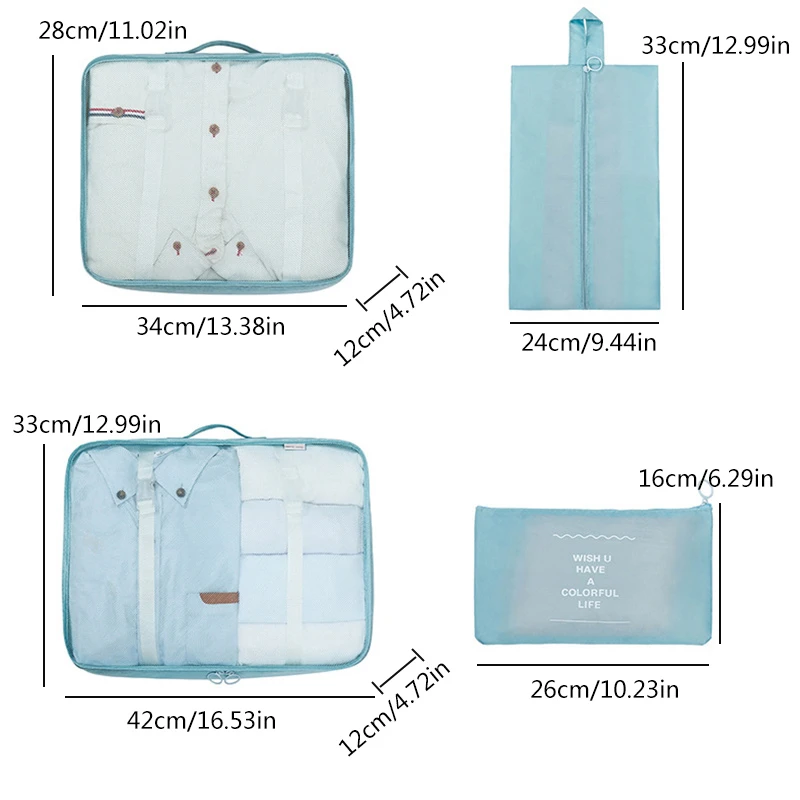 

8pcs Women Cosmetic Bag Travel Organizer Waterproof Clothes Quilt Blanket Storage Bags Makeup Bag Travel Shoes Wash Pouch
