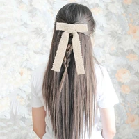 new fashion pearl length bow hair clip for girl women solid length hair band korean style headband headwear hair accessories