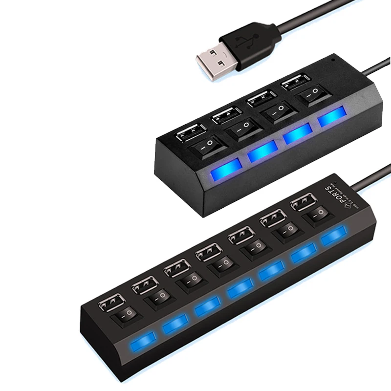 Usb хаб 2 0 адаптер высокоскоростной 4/7 портов удлинитель Портативный USB