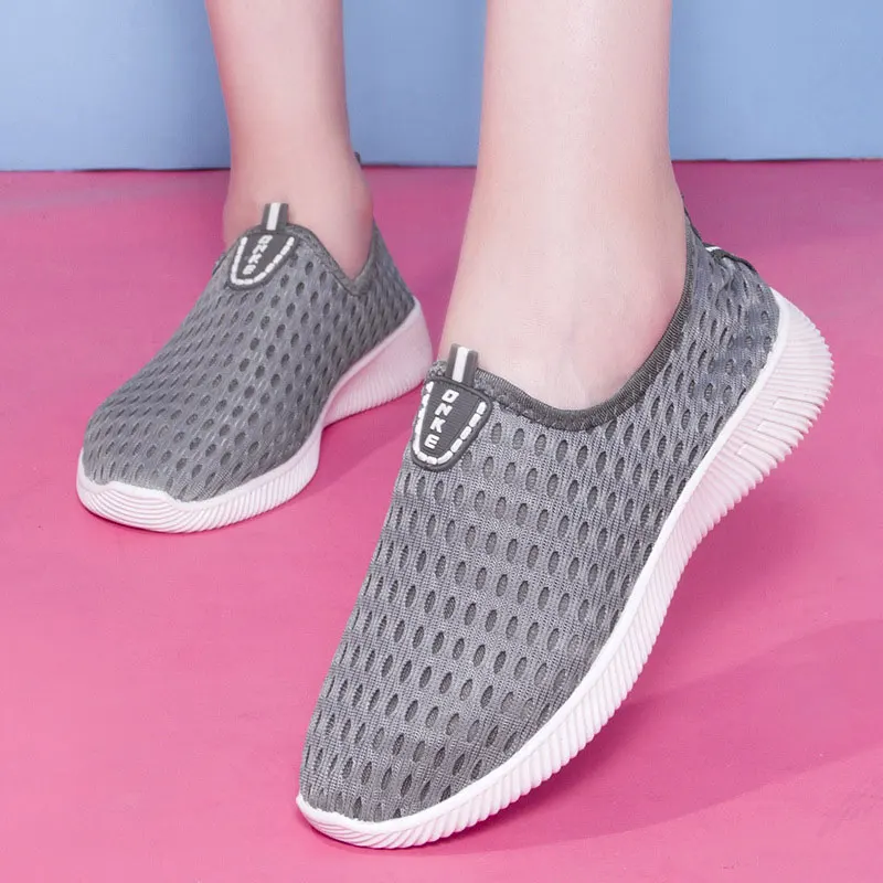 Кроссовки женские без шнуровки дышащие сетчатые повседневная обувь 2019 | Обувь