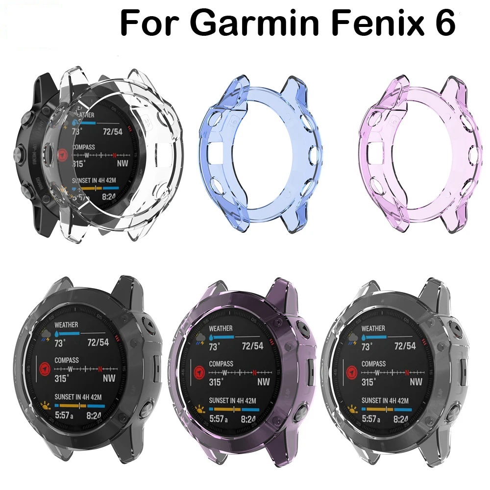 Тонкий чехол для часов Garmin Fenix 6 мягкий прозрачный защитный из ТПУ смарт 6/6